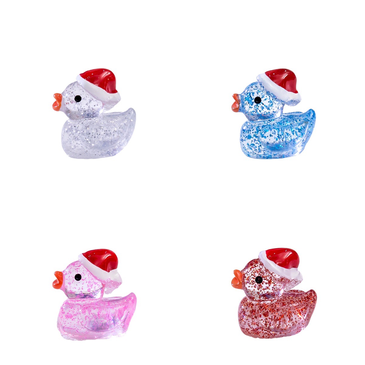 Micro-Landscape Cute Glitter Christmas Little Yellow Duck Doll Pendant Landscaping Resin Decoration Accessories Fine Powder Little Yellow Duck