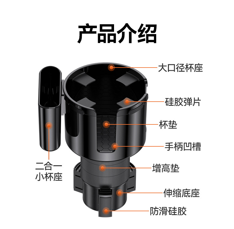 Car Cup Holder Expander 2-in-1 Car Cup Holder Drink Holder Phone Holder In-Car Large Cup Holder