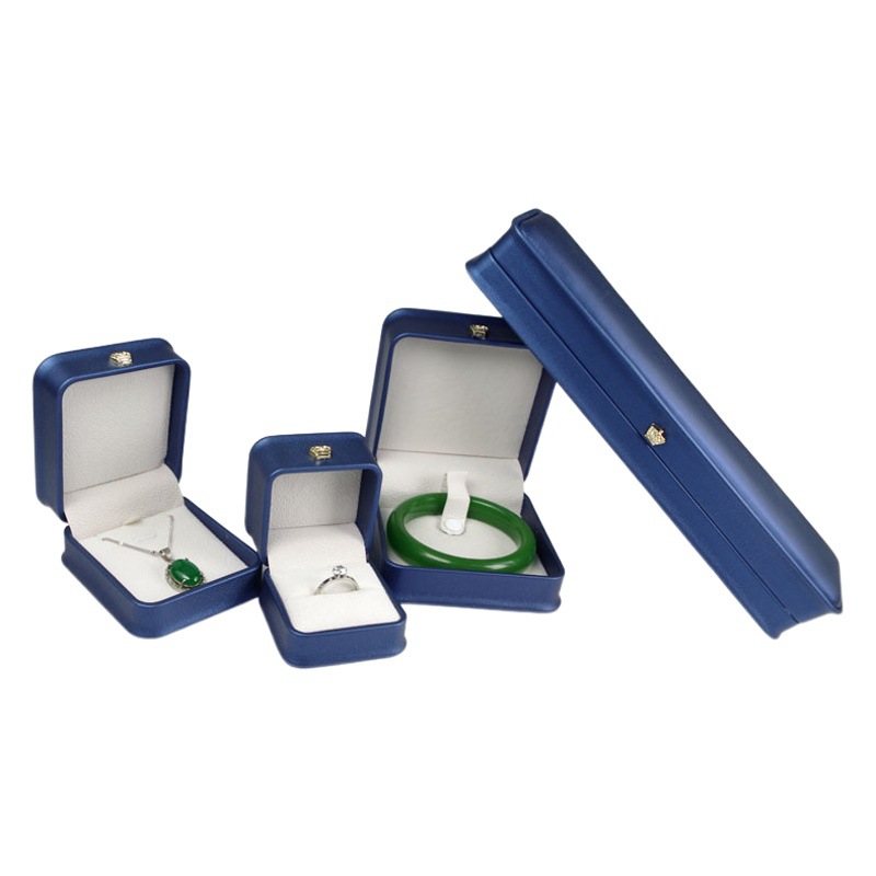Corona caja de anillo de cintura apretada caja de joyería de cuero PU collar de boda caja de pulsera de joyería de almacenamiento de regalo
