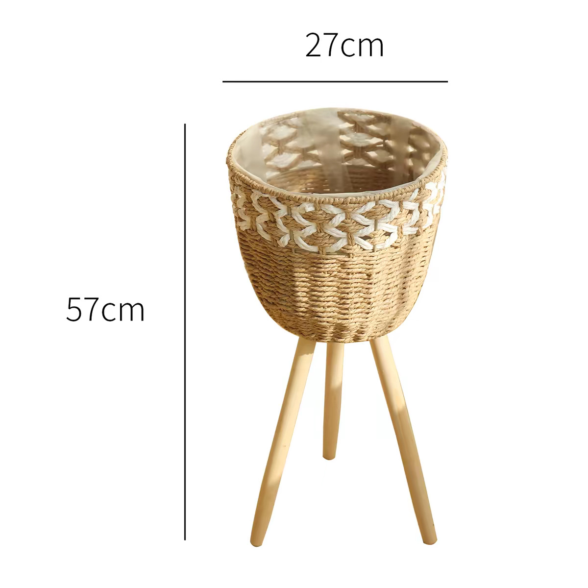 Cesta de Flores Decorativa Tejida a Mano de Cuerda de Papel para Sala de Estar y Oficina image 39