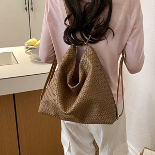 2026春季新款编织单肩包女质感油蜡皮腋下包时尚流行通勤托特包潮