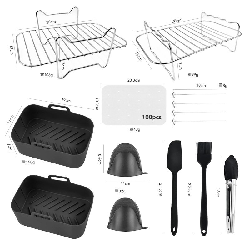 Accesorios para parrillas para freidoras de aire, parrillas para barbacoa, parrillas de acero inoxidable, parrillas al vapor, brochetas rectangulares de doble olla, parrillas para barbacoa