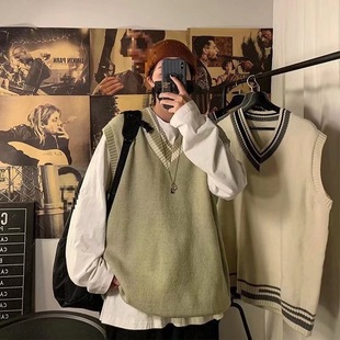 [SHOPEE Explosions] TW Cross-border Men's V-collar Hong Kong-style Loose Casual Knitted Sweater Vest