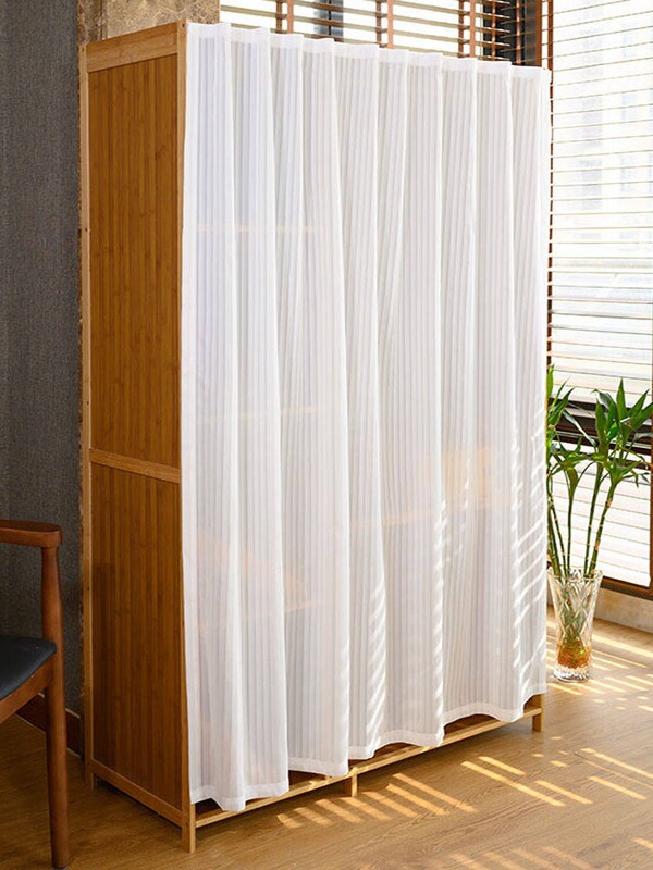 Curtains for Cabinet Doors Without Doors, Magic Tape Dust-Proof Wardrobe Curtains, Decorative Curtains for Closets, Bookcases, and Cabinet Doors, Sheer Curtains