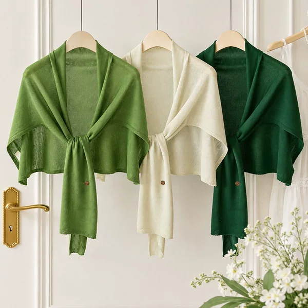 Bamboo cotton shawl, thin summer outerwear, solid color knitted neck protector for air-conditioned rooms, versatile cardigan, sun protection scarf