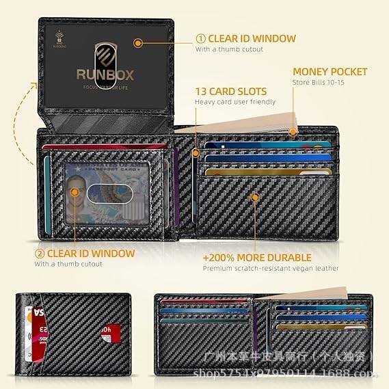 New cross-border tri-discount wallet multi-card RFID anti-magnetic men's short ultra-thin carbon fiber wallet card bag wholesale