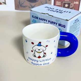 加工定制呆萌小狗字母浮雕马克杯儿童水杯陶瓷早餐牛奶杯生日礼物
