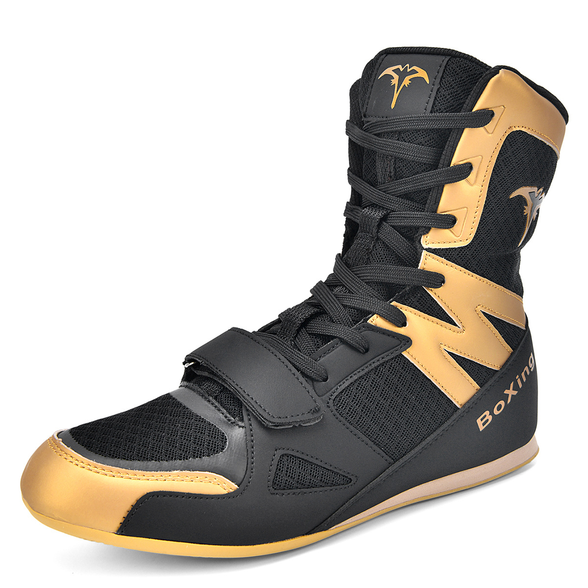 Cross-Border Hot-Selling Adult Men's New Boxing Shoes, Professional Wear-Resistant High-Top Long-Tube Boxing and Wrestling Shoes for Actual Combat