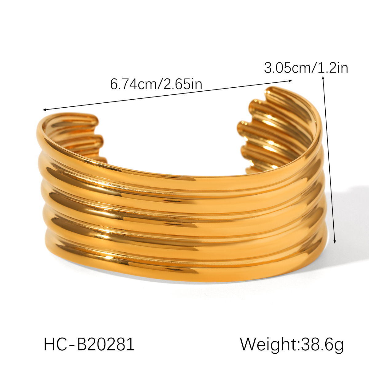 INS personalidad europea y americana exagerada pulsera brillante multicapa pulsera de acero de titanio pulsera abierta de acero inoxidable de oro de 18 quilates sin decoloración