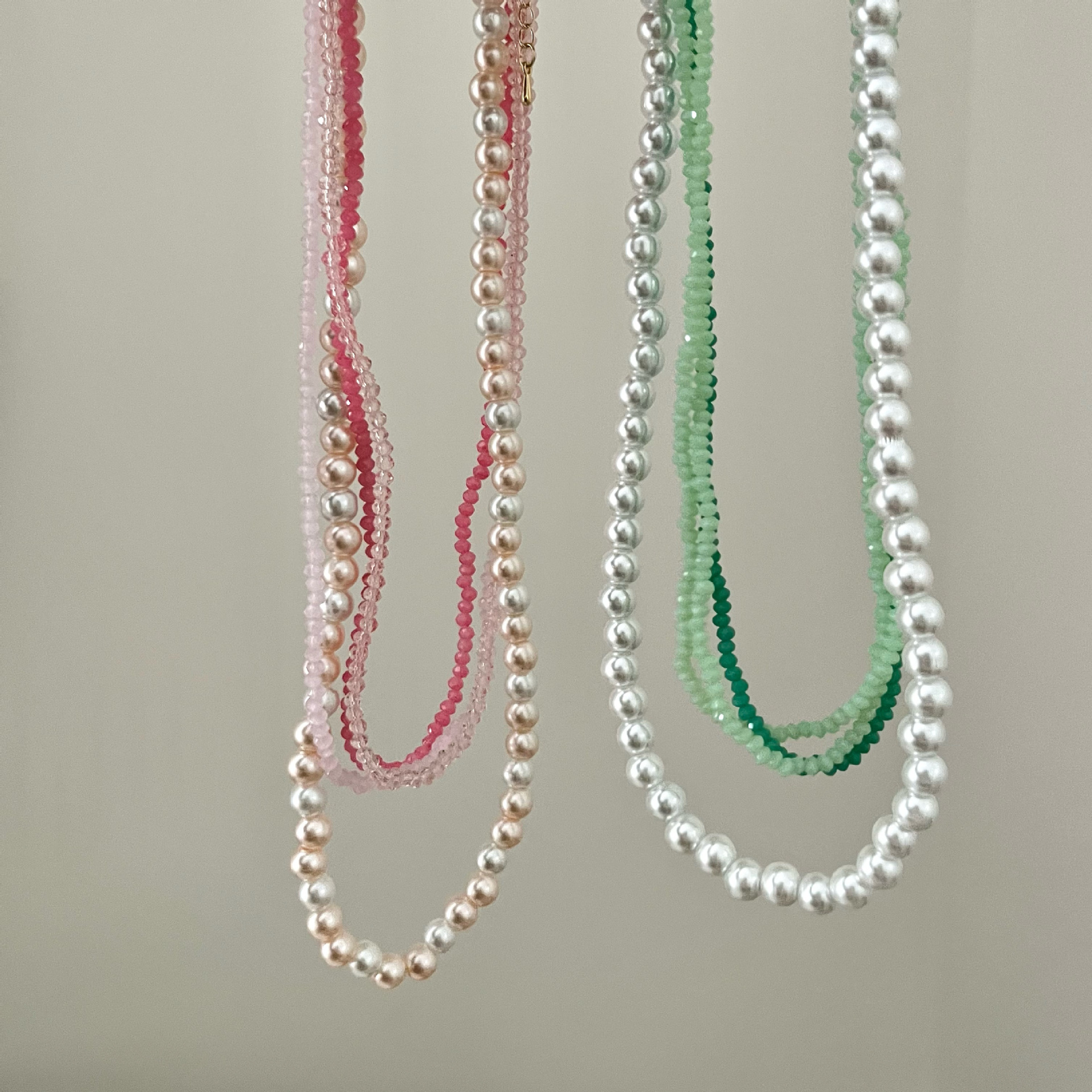 Wholesale Jewelry Sweet Color Block Artificial Pearl Layered Necklaces display picture 1