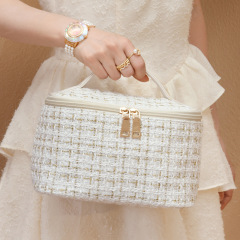 小香風化妝包女大容量ins風手提洗漱收納包便攜外出高顏值收納包