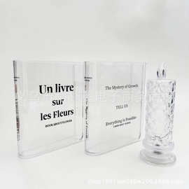 亚马逊Book Vase高质量高透明有机玻璃摆件装饰 亚克力书本花瓶