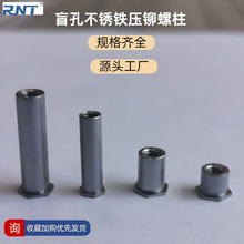 睿恩特紧固件内空304不锈钢BSO4T型盲孔不锈铁压铆螺柱全螺纹螺杆