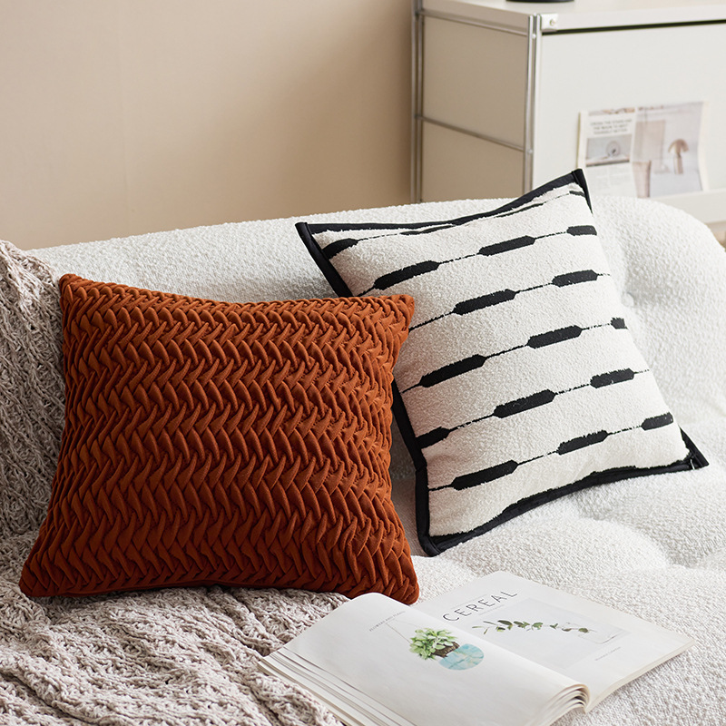 Almohada simple y versátil Almohada ligera y de lujo de alta gama Almohada de sensación de tela nórdica Cama Sala de estar Sofá Funda de almohada Cojín con núcleo