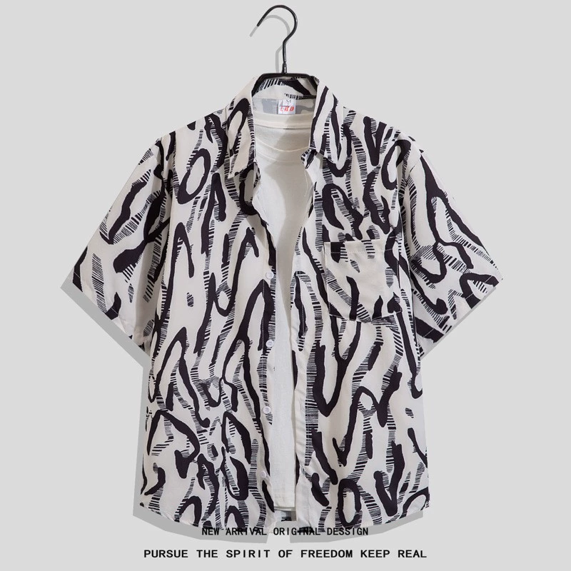 Рубашка Summer oversize хип‑хоп короткий рукав, унисекс, свободный крой (размеры до 4XL)