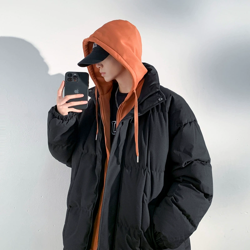 Пуховик, утепленный зимний цветной комплект с капюшоном, oversize