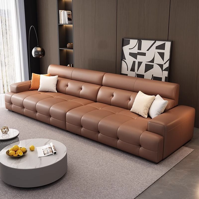 Lawrence Sofa Cat Claw Leather Simple Modern Large and Small Living Room Italian Light Luxury Straight Row Leather Sofa Combination