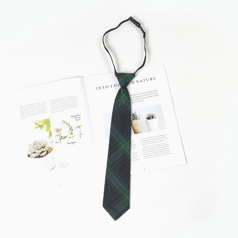 Accessorio per camicia stile college senza cravatta a righe, papillon verde scuro con fiocco e fiore per donna_voghion.com