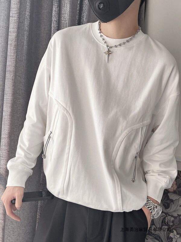 Men's sweatshirt for spring and autumn, trendy brand 2026 new model, long-sleeve T-shirt with a cool and casual style, men's top