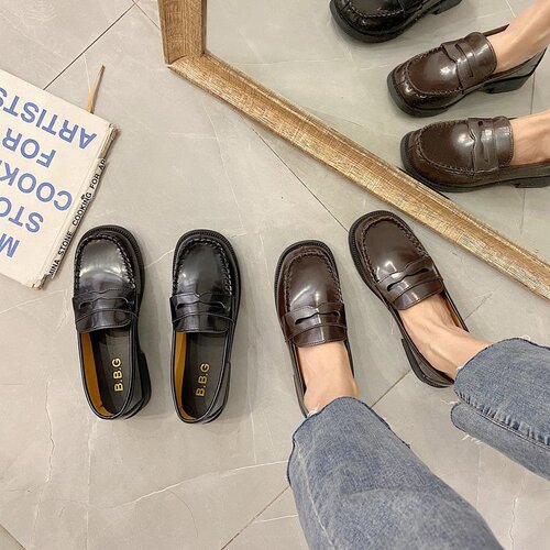 Original school supply shoes JK shoes low medium heel college style Japanese round head uniform shoes Loafers for women