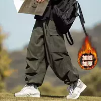 Брюки свободного прямого кроя, ретро‑американский стиль (2024), fleece/velvet, городской стиль