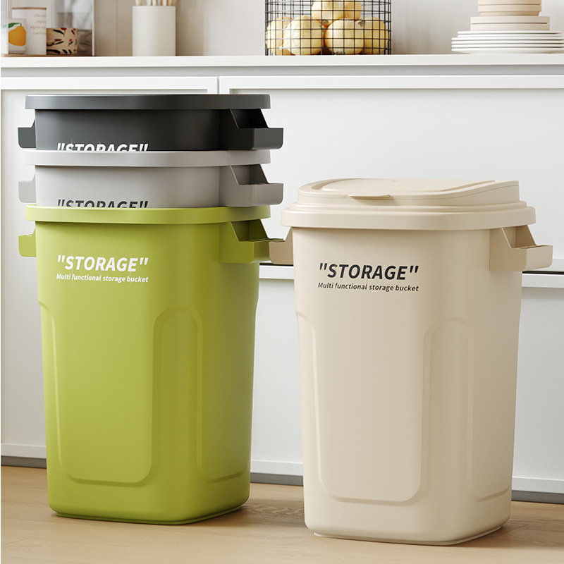 Trash can, large household capacity waste basket, kitchen, bathroom, living room, lid paper bin, industrial style trash can