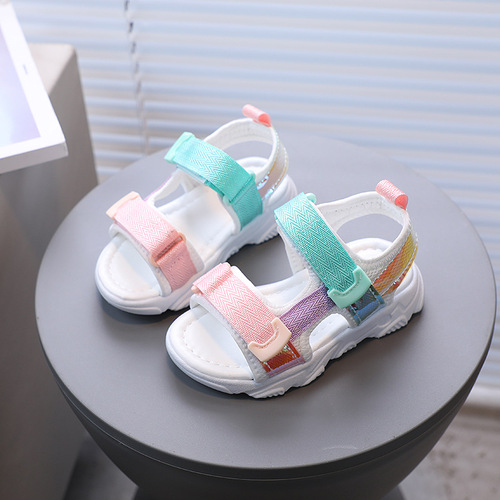Summer new girls 'open-toed beach sandals for children's summer colorful soft sole casual children Korean style