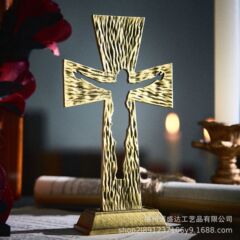 跨境金属深色DIY十字架工艺品小洗礼 金属摆件家居餐桌圣桌装饰品