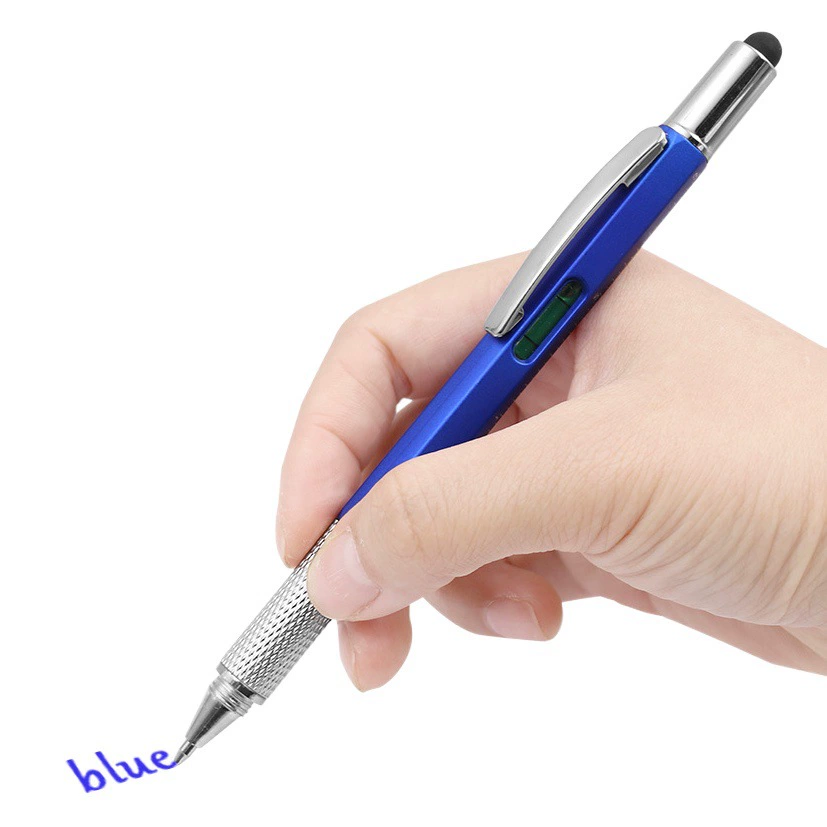 Шариковая ручка «Шесть в одном» оптом отвертка Phillips с одним словом, Шкала уровней, емкостная ручка, универсальная ручка для инструментов