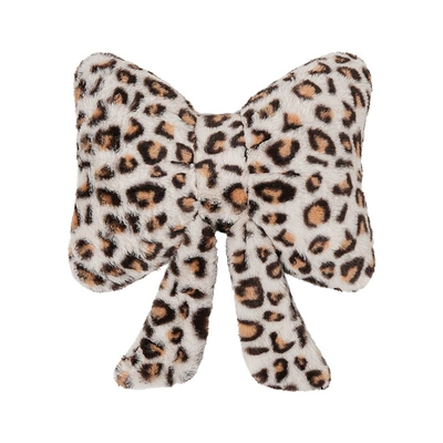 Cross-Border Car Headrest Neck Waist support - rabbit-fur-leopard-print-ribbon-waistrest-gray