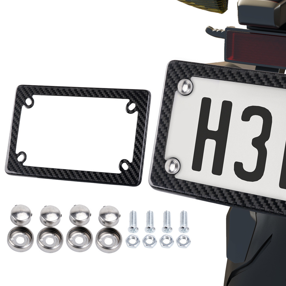 Motorcycle License Plate Frame Carbon Fiber License Plate Frame Dry Carbon Electric Vehicle Us Standard License Plate Holder Real Carbon Modification Accessories