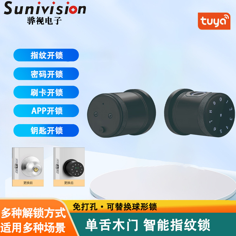 球形指纹锁保险柜家用酒店涂鸦wifi智能锁TTlock电子密码指纹锁