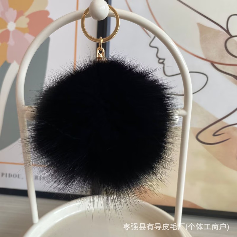 创意真狐狸毛毛球钥匙扣女士箱包挂件diy鞋帽服装毛球挂饰品配件|undefined