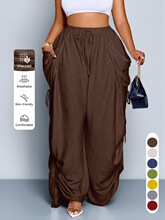 Y 75801 Elastic Waist Pleated Wide Leg Pants ����������ȿ�