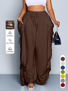 Y 75801 Elastic Waist Pleated Wide Leg Pants �ް��������ѝ
