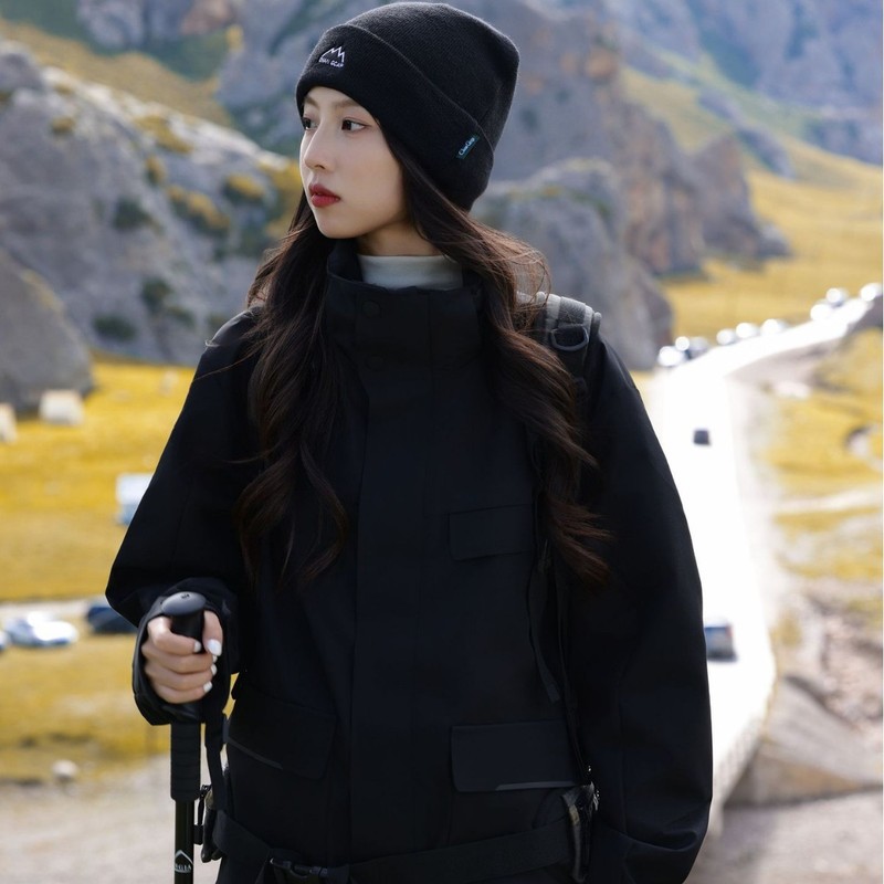 堆堆帽女帽户外登山防风帽秋冬包头针织帽护耳韩版冷帽时尚月子|undefined