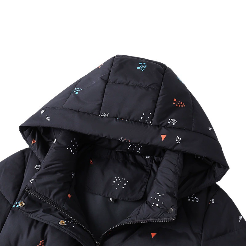 Мама одет пуховик с настоящим меховым воротником осень-зима новая средняя и пожилая женщина белая утка толстая куртка среднего возраста большой размер хлопчатобумажная одежда