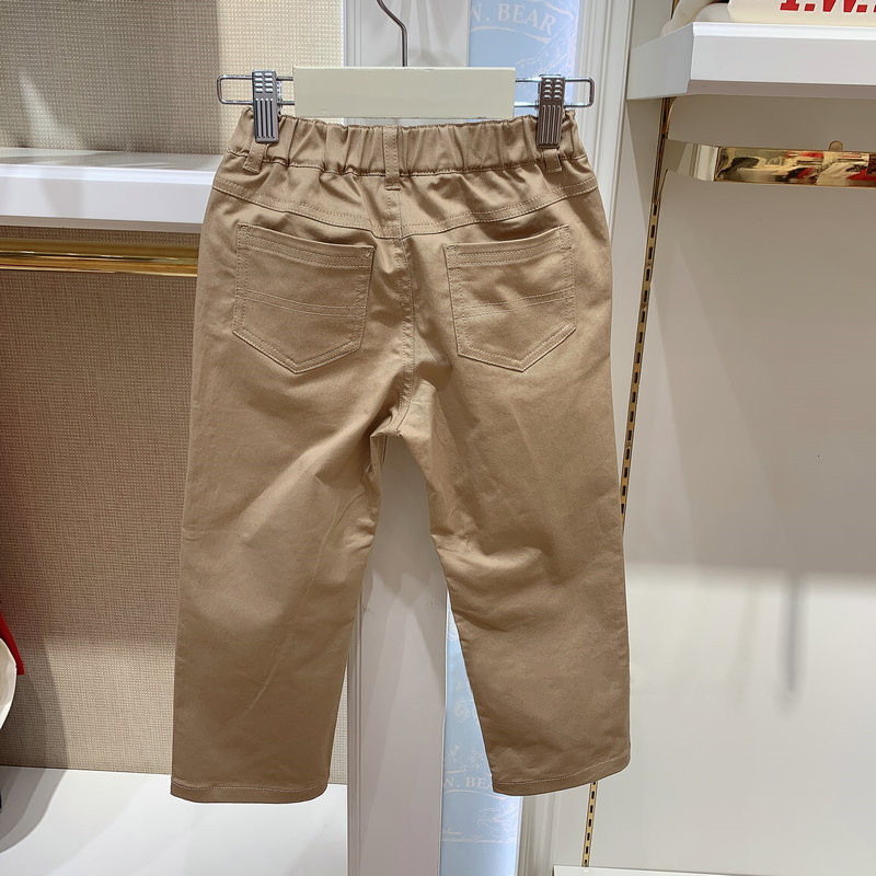 子供用パンツ 秋物 2025年新作 クマの漫画刺繍入り 韓国風ストレートパンツ 男の子用カジュアルパンツ|undefined