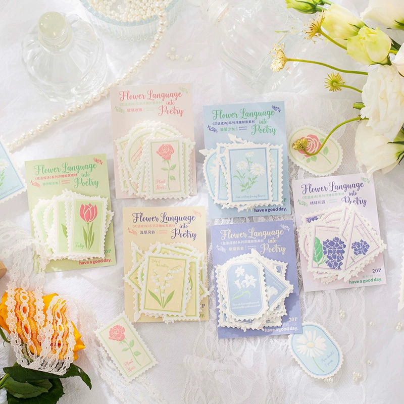 Цветочный язык в поэзию серию Красивый дневной материал бумага INS свежий ручной счет материал украшения наклейки-основы 6