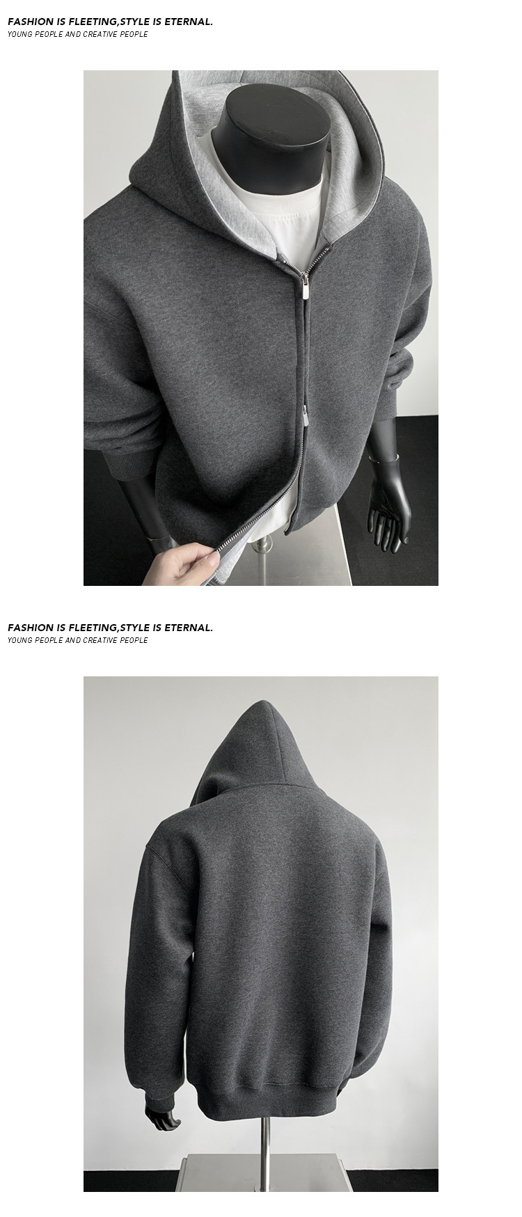 Schwerer Herren Kapuzenpullover Im Patchwork Style Oversized_voghion.com
