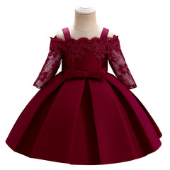 European and American new model baby dress princess lace bow infant girls' dress first birthday dress