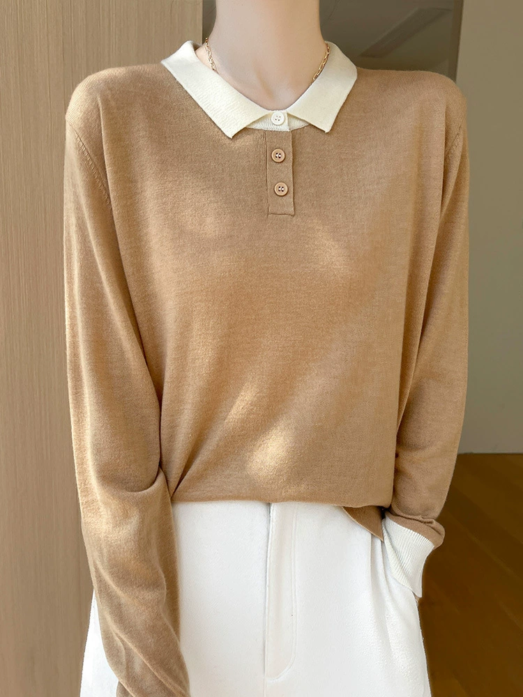 Autumn woolen sweater, body-friendly long-sleeve