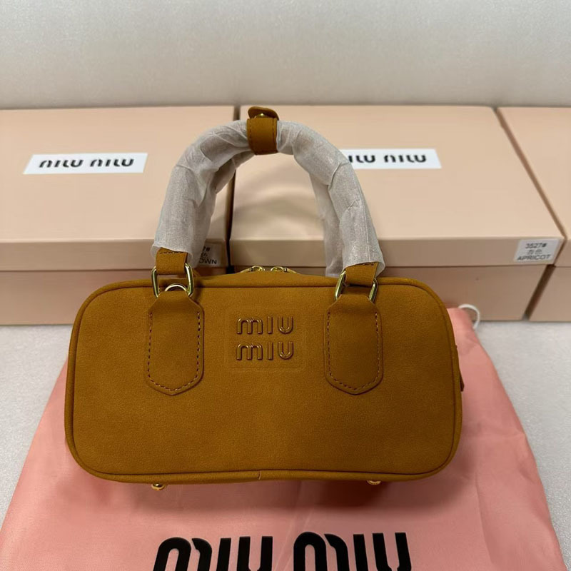 Miu 秋冬ボストンスエードハイエンド Miu つや消しレトロボウリングハンドヘルドショルダークロスボディレディースバッグ|undefined
