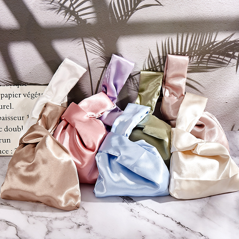 Silk Handbag Japanese-Style Wristlet White Drawstring Bag High-End Handbag Cross-Border Blank Lacquer DIY