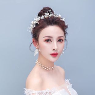 Super Fairy Bride Fairy Pearl New Style Hair Accessories Korean Style Simple Princess Hairband Earrings Wedding Dress Headwear