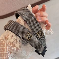 轻奢韩版闪钻宽版发箍个性ins甜酷高颅顶头箍头饰枪灰银色发卡女