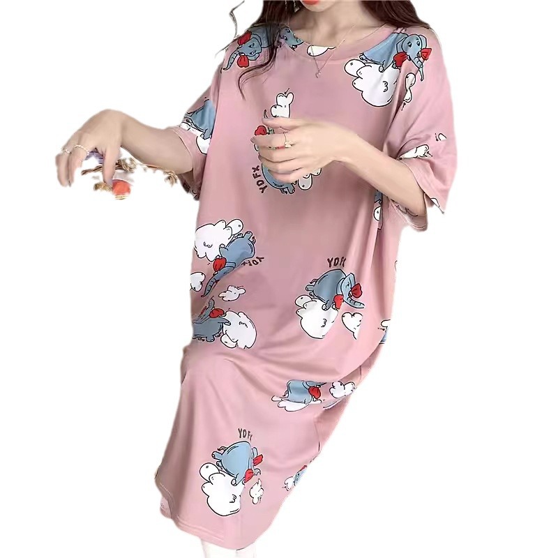2024 nuevo camisón de verano de las mujeres más tamaño de manga corta de dibujos animados linda chica leche cruda Hu pijamas verano image 6