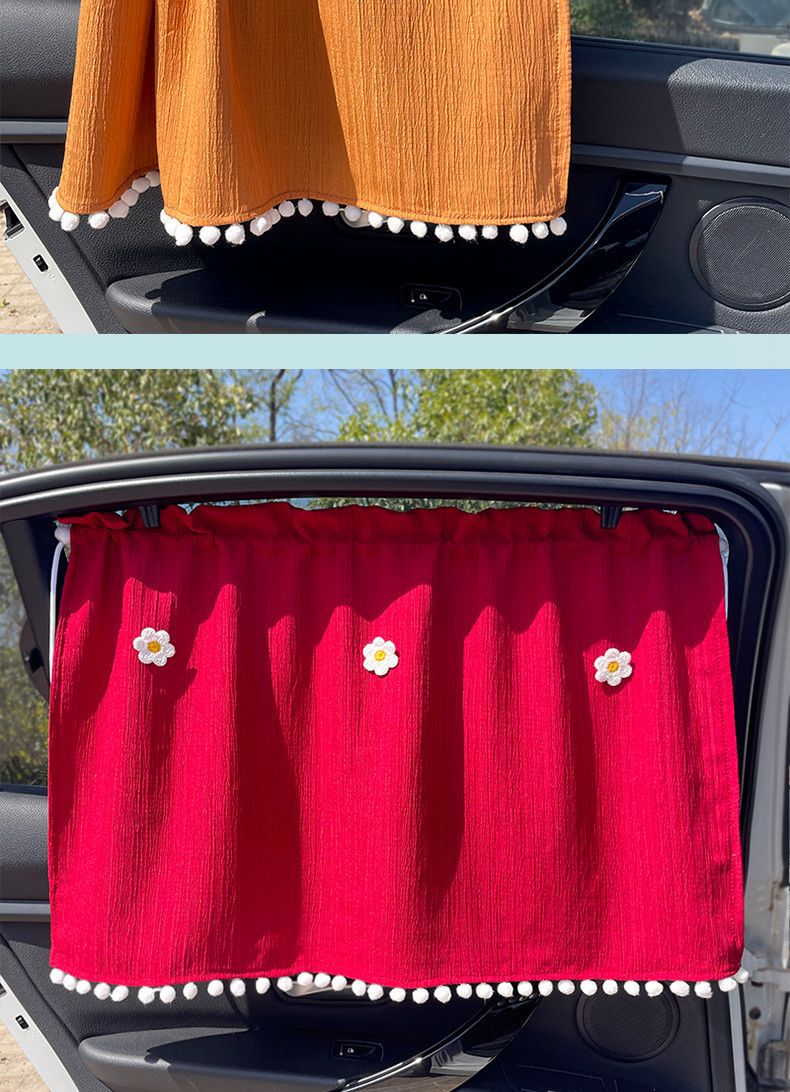 Fresh and Simple Car Window Sunshade Curtain, Sun Protection, All-Season Pull-Out Curtain with Suction Cups, Car Interior Privacy Curtain for Sleeping
