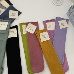 Baby socks for Korean postpartum, cotton socks, combed cotton, mid-calf socks, straight without heel, multi-color, ruffled edge, candy-colored parent-child socks