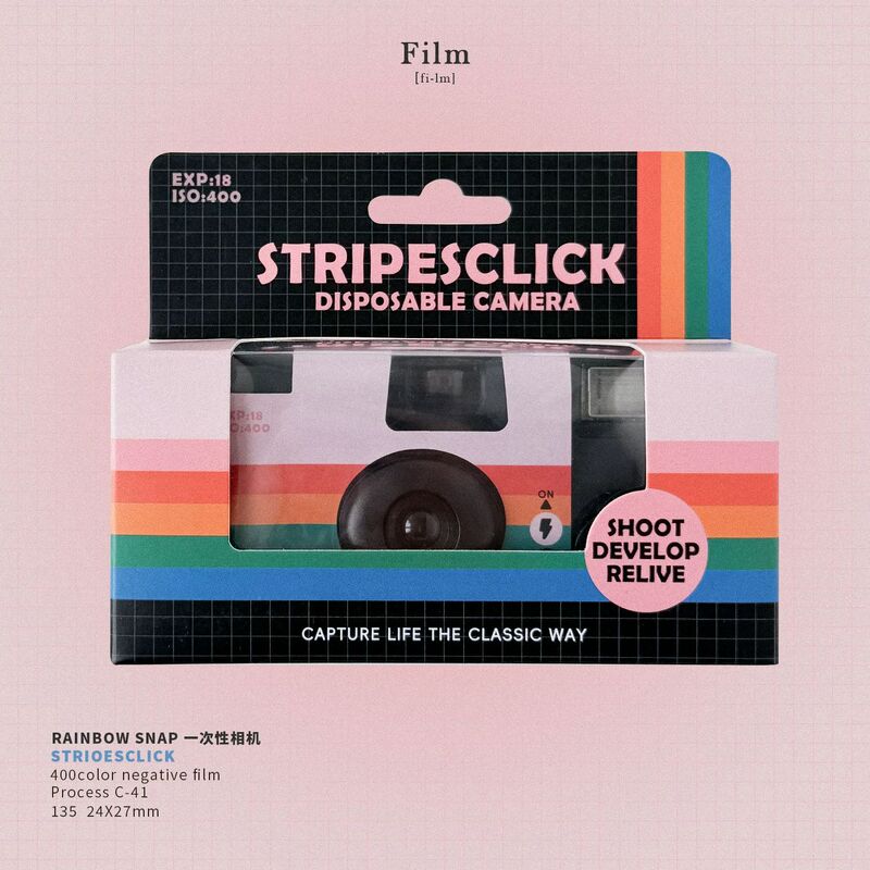 Rainbow Snap Disposable Film Camera with Flash 18 Color Retro Film Student Birthday Gift